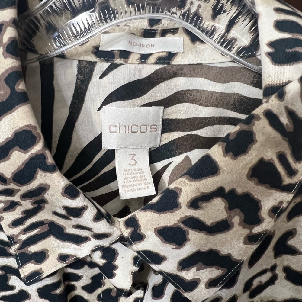 Chico's Leopard & Zebra Print Button Down Shirt C… - image 3